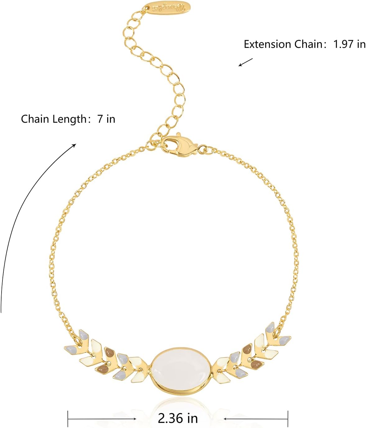 Montana West Wrangler 18K Gold-Plated Chain Bracelet for Women Country Natural Stone Cowgirl Boho Jewelry 7" with a 1.97" Extender