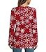 HOTGIFT Women Christmas Blouse Long Sleeve Tshirts Loose V-Neck Tunic Tops Snowflake-Red X-Large