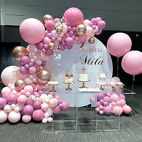 Pink Balloon Arch Garland Kit, Pink Balloons Arch Kit Decoration Party Balloon Arch With Macaron Latex Balloon (23pcs Double-Stuffed Balloons) For Girl Women Baby Shower Wedding Birthday recycled Cover