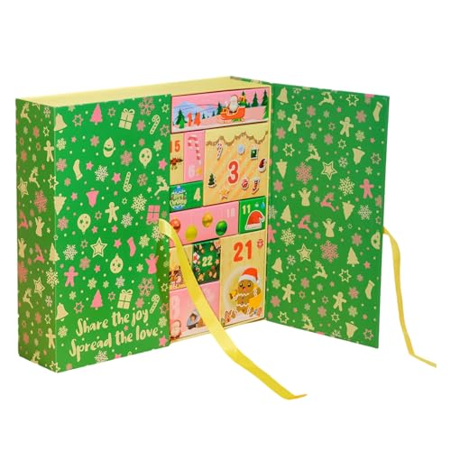 Cajas de Adviento navideñas: soporte de cuenta atrás con 24 ranuras, calendario de regalo de bricolaje, compartimentos vacíos resistentes con tapas transparentes | Decoración navideña ideal para mesa,