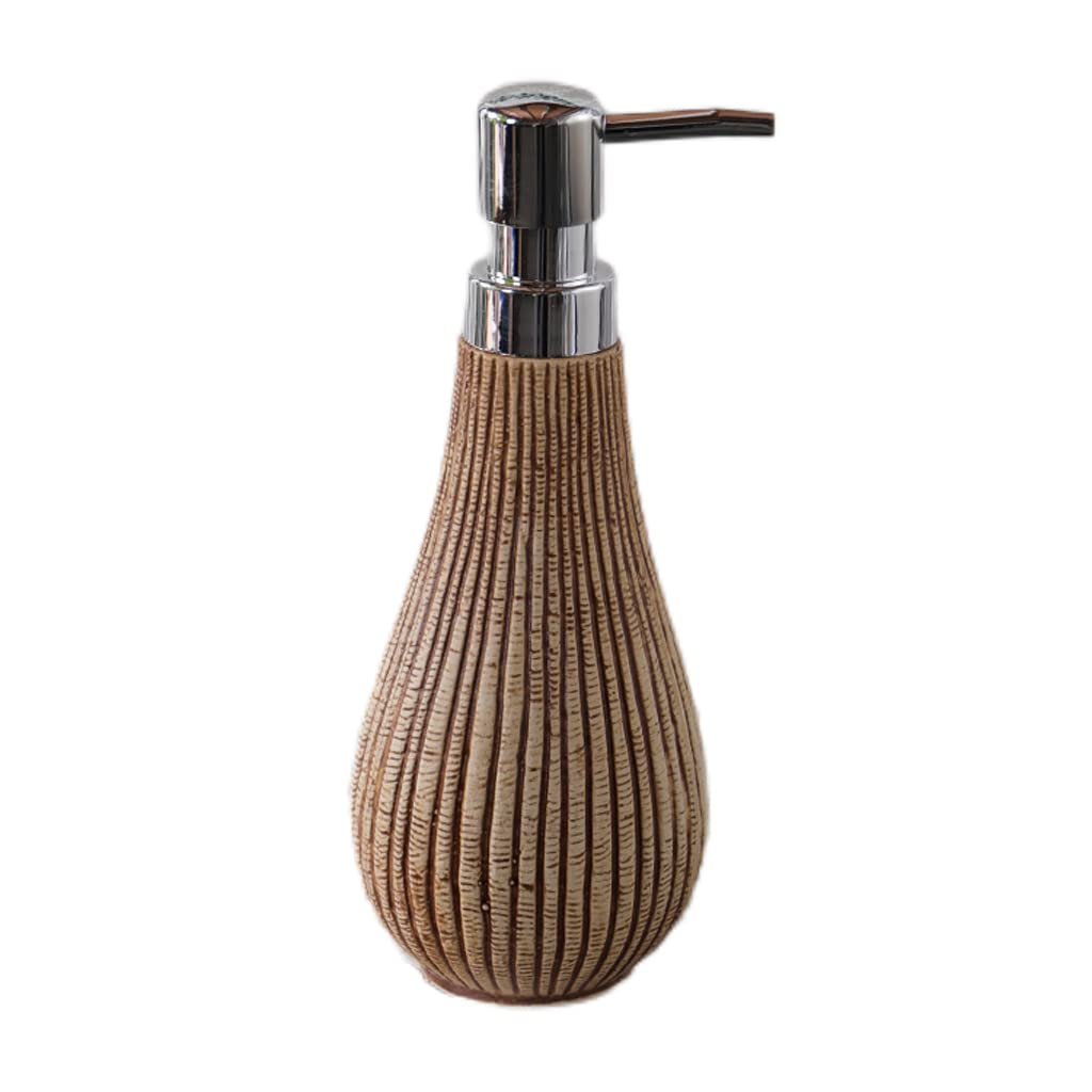 Recargable Dispensador de jabón de cerámica, dispensador de loción de encimera de 450 ml/15,2 oz, dispensador de jabón líquido, decoración del hogar con textura de grano de madera Dispensadores