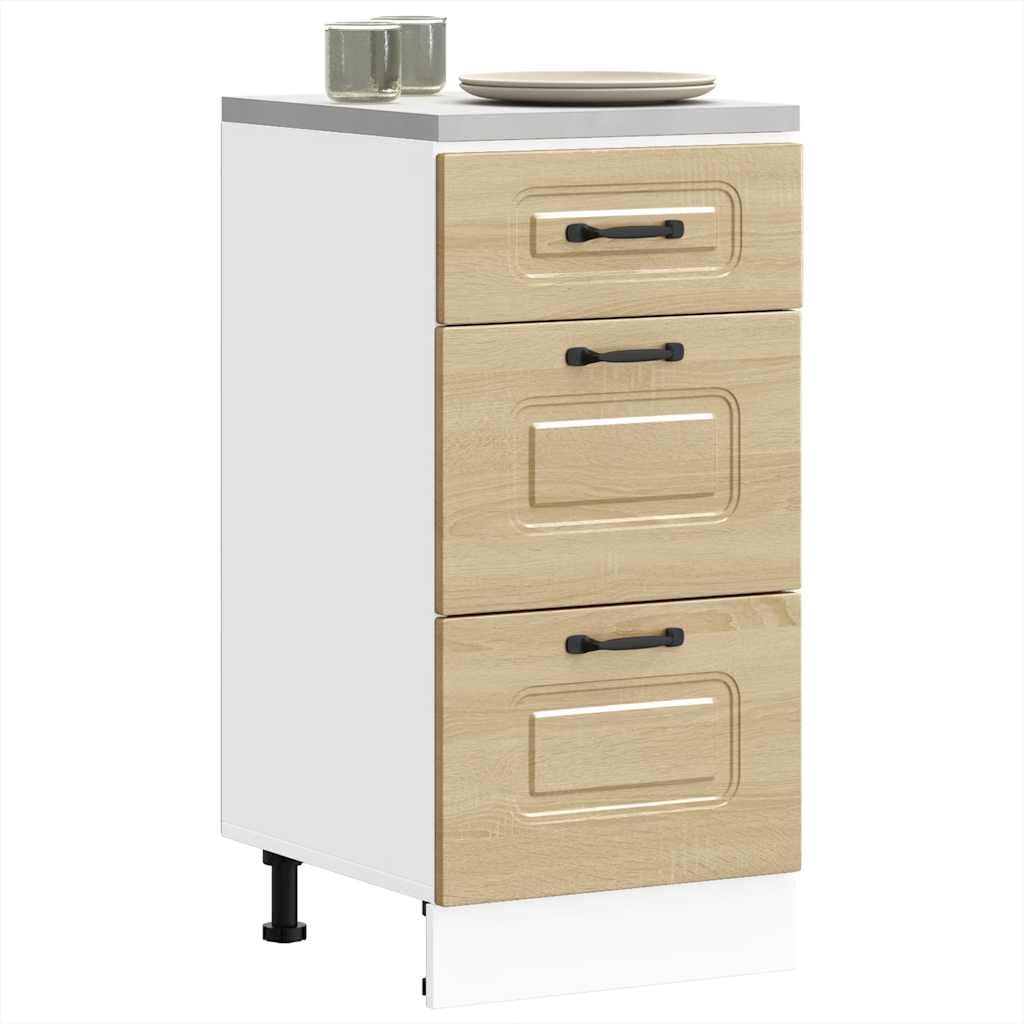 Armario de cocina Kalmar blanco de madera con patas ajustables en altura y compartimento grande para una protección fiable y fácil limpieza en su cocina, diseño compacto