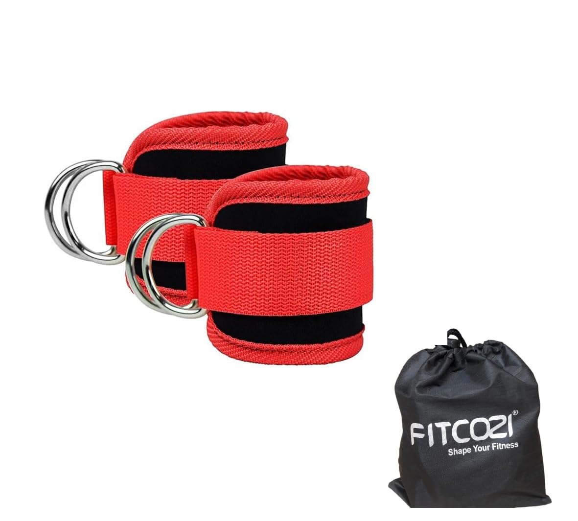 Fitcozi Ankle Straps Ankle Resistance Bands Adjustable Straps Padded Straps Adjustable Fitness Leg Kickback D-Ring for Cable Machine Gym Foot Leg Training Training Support 1 Pair-image-4