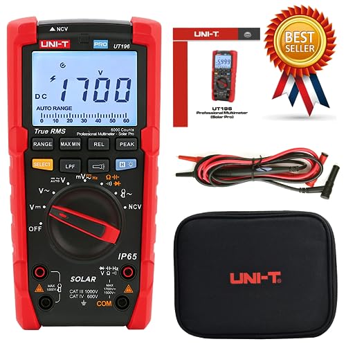UNI-T Uni-Trend Multimeter clamp Meter UT196 Professional Digital Multimeter 1700V DC Voltage Tester True RMS Capacimeter Resistance Frequency Meter- Solar Pro