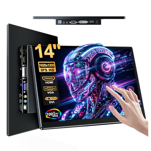 Image of 14 inch Touchscreen Monitor,VGA DVI and HDMI VESA for Industrial (Gray) | 10-point touch,IPS 1920x1080,Dual Speakers,72%NTSC,2000:1,16:10,350 cd /m,178 view angle,