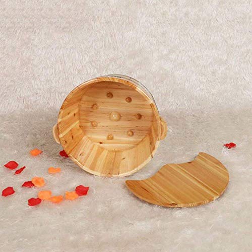 DSJMUY Voetbad Barrel massief hout natuurlijke verdikking voetenbad water hout badkuip huisisolatie stoombodem met… - Afbeelding 4