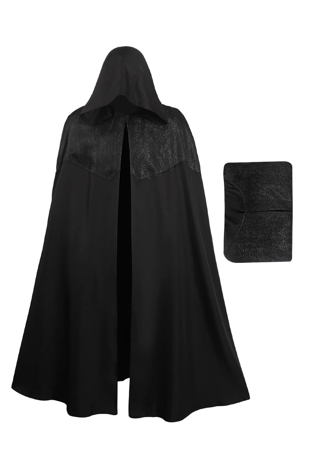 Oddfirm Black Hooded Cloak Wizard Cosplay Cape Patchwork Cloak Medieval Long Robe Vampire Witch Hunter Cosplay Costume Halloween Carnival