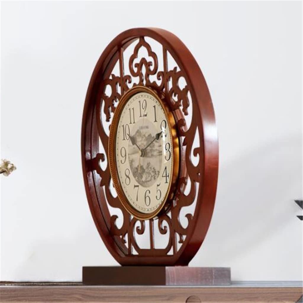 Clocks Table Clocks Table Clocks Living Room Home Clocks Mute Solid Wood Desktop Desktop Ornaments (Color : A, Size : 2436CM)