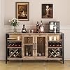 Vabches 58 wine bar cabinet with wine rack storagehome bar for liquor and glasses farmhouse coffee bar cabinet liquor cabinet bar for home living room dining room sideboard buffet cabinet  urban country home decor