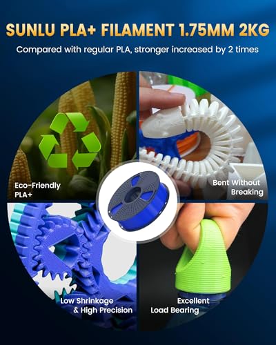Image of SUNLU PLA+2.0 3D Printer Filament Bundle, 4KG Upgrade PLA+ Filament 1.75mm, Tougher and Stronger, Dimensional Accuracy + /-0.02mm, 1KG per Spool, 4 Packs, 4KG Total, White