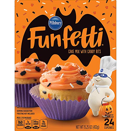 Pillsbury Funfetti Cake Mix with Candy Bits and Funfetti Vanilla Frosting Halloween Theme