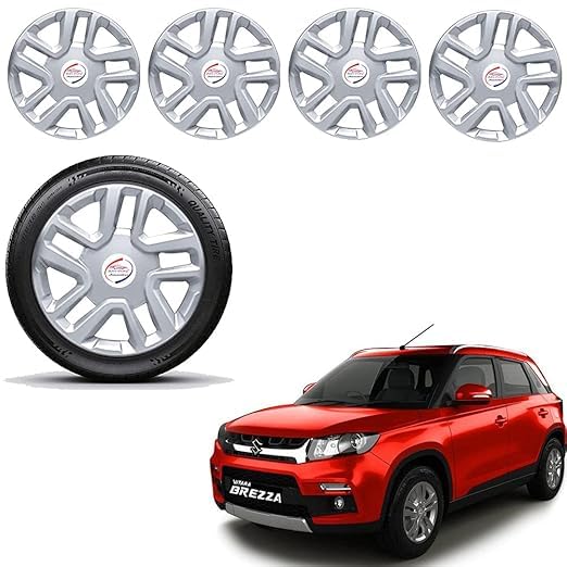 Alex Traders Car Wheel Covers,16" Inch, Set of 4, Premium ABS Plastic, Silver Finish, for Brezza Old & Brezza 2022-image-43