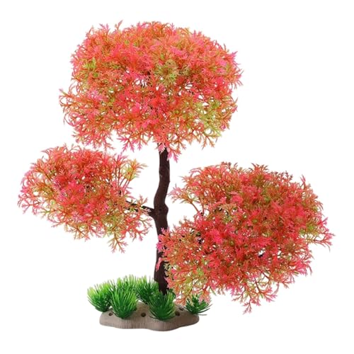 Qialexicon 水槽用植物 水槽装飾 水槽風景 水草 隠れ家アクセサリー 造園樹木 盆栽模型, ピンク