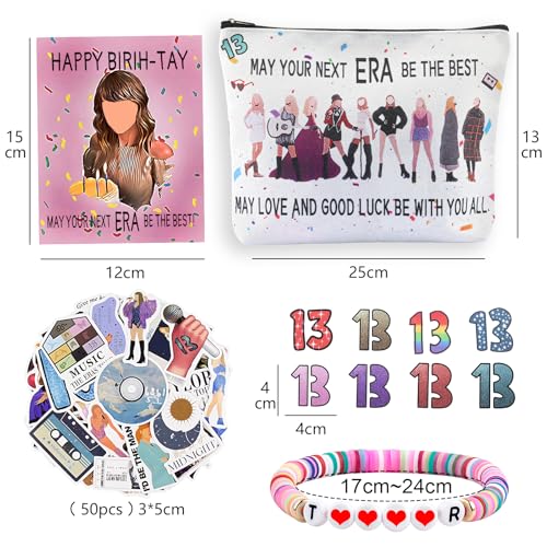 Singers Merch Makeup Bag, Music Loves Gifts Set Including 1 Makeup Bag, 1 Bracelets 1 Card 50Pcs Stickers, 8 Temporary Tattoos, Best Gifts for Girls Women and Music Fans2