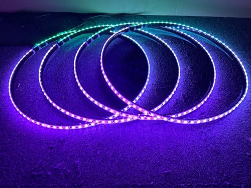 Sando Tech 15.5'' RGB Dream Chase Rim Lights for Car Truck Led Wheel Lights Bluetooth/Remote Ctrl Black Base Metal Ring Sturdy Iron Rings Flowing w/Turn Signal,Brake,Lock Offroad Lighting