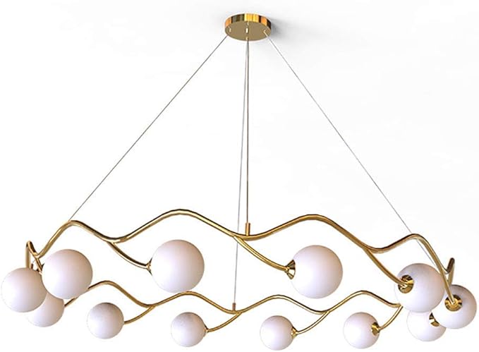 NZDY G9 LED moderne ringen hanger licht mat magische bonen kroonluchter verstelbaar rond 10 lampen voor woonkamer eetkamer slaapkamer gouden golven 12 lampen 100 cm