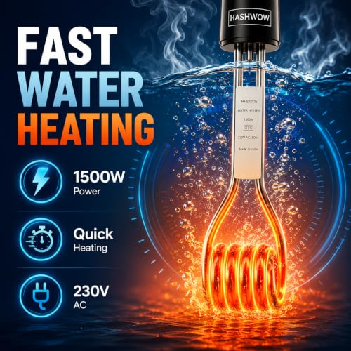 Image of HashWOW 1500W Immersion Water Heater Rod for Bucket, ISI Certified