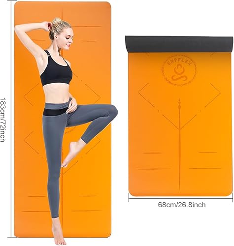 Miniatura 5 de Esterilla de yoga de goma natural, antideslizante, no tóxica, 2.835 x 1.055 x 0.197 in, yoga caliente, pilates, entrenamiento en el suelo, para
