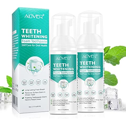 Whitening Toothpaste, (2Pack)Baking Soda Foam Toothpaste for Sensitive Teeth, with Fluoride Toothpaste, 360ºCare for Month and Healthy Oral Environment, Travel Friendly, Easy to Use Cover