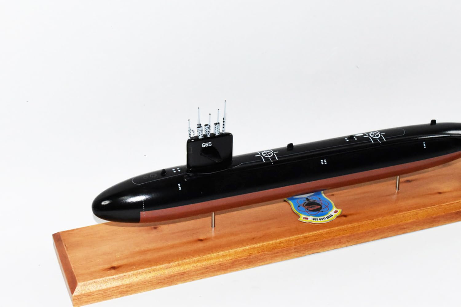 Squadron Nostalgia LLC USS Guitarro SSN-665 Submarine Model, US Navy, Scale Model, Mahogany, Sturgeon Class