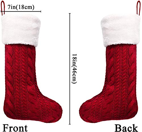 image for LimBridge Christmas Stockings, 2 Pack 18 inches Large Cable Knit Knitt