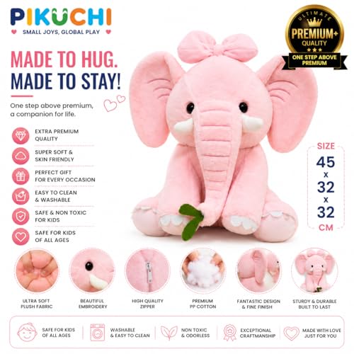 Image of Luxury Premium Elephant Plush Soft Toy, Pink, 45 CM