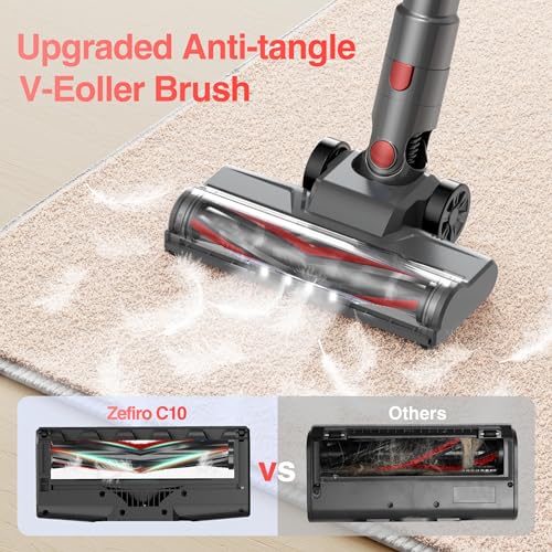 Image of Zefiro Cordless Vacuum Cleaner, 450W /40Kpa Vacuum Cleaners for Home | 50Mins Stick Vacuum with LED Display, Anti-Tangle and Lightweight, Rechargeable Vacuum for Pet Hair /Carpet /Hardwood Floor
