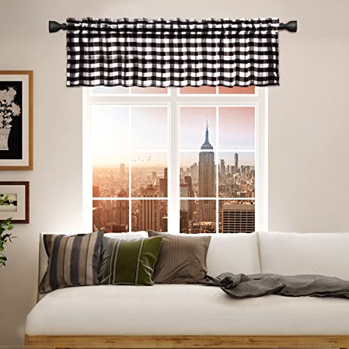 Picturesque Buffalo Checked Curtains,Black And White Short Curtains,Farmhouse Kitchen Curtains Window Blackout Curtains, Buffalo Plaid Curtains Valances For Bathroom Living Room Kitchen Cafe 51”×16” #TOP5