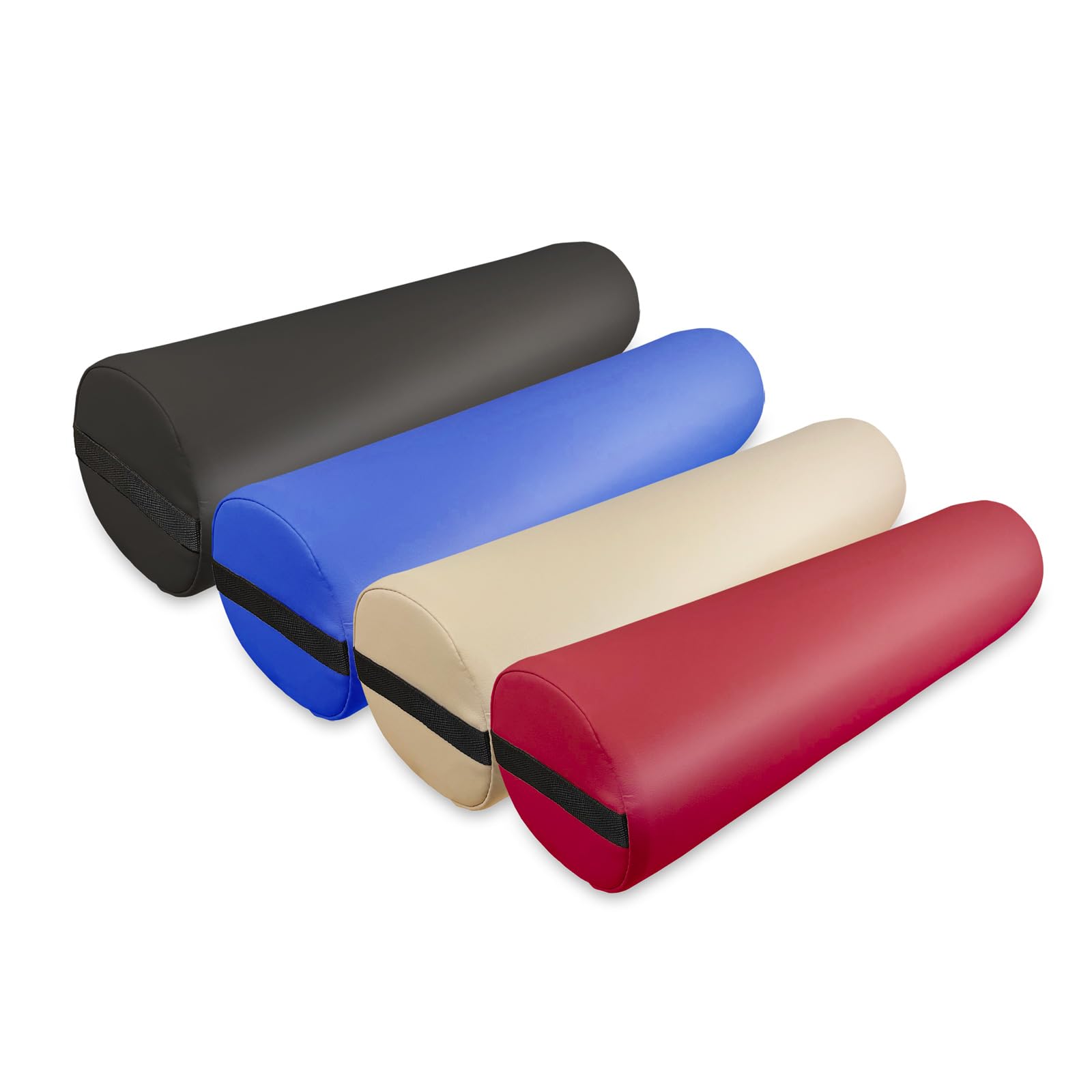 Zen – Cojin rulo para camillas de Masaje y Fisioterapia 60x15x15 cm - Cojin cilindrico para Rodillas, Tobillos y Cuello - Cojines cilindricos con Funda de imitación de Cuero PU Crema