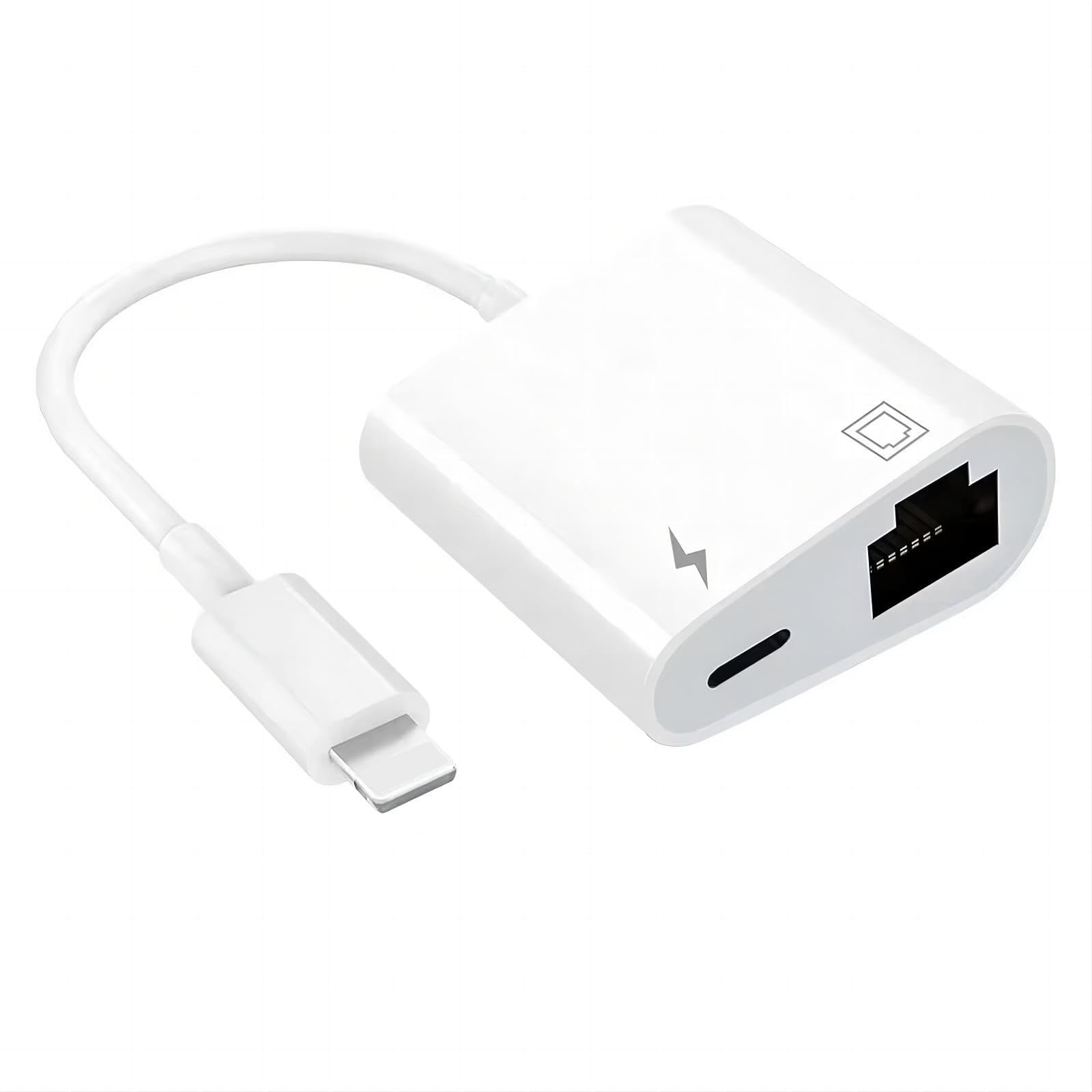 FORIDA Lightning to Ethernet Adapter with Charging Port, 2-in-1 RJ45 LAN Network Adapter for iPhone, iPad & iPod, 100Mbps Wired Ethernet, Plug & Play, iOS Compatible-image-4