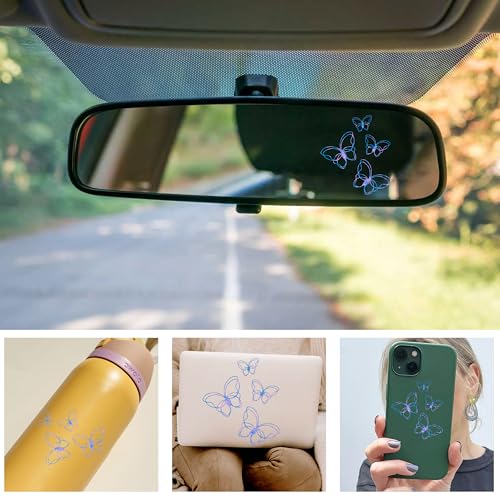 Image of Set 3Pcs Butterfly Rearview Mirror Decal Cute Butterflies Girly Sticker Aesthetic Christian Bookish Decals for Water Bottle Window Vinyl Waterproof 2 Inches Car Decals Accessories