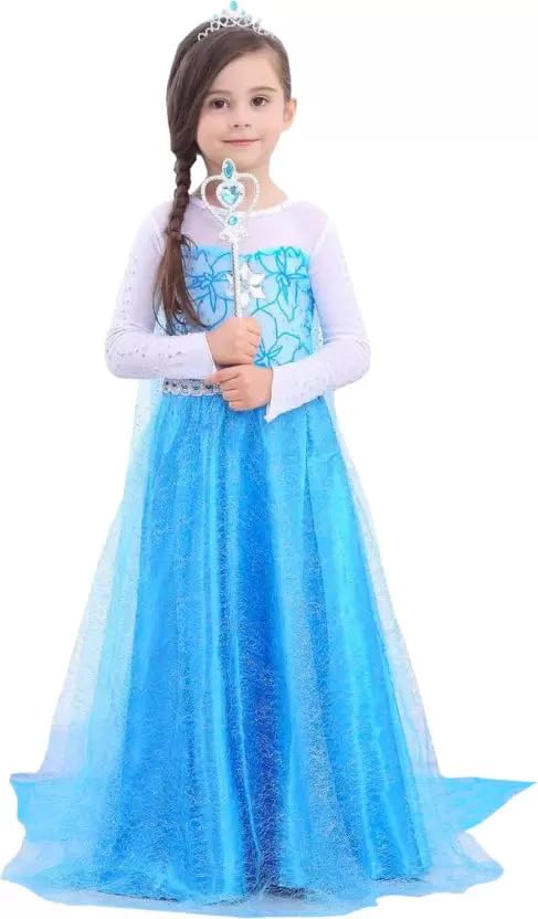 ULTIMATE LOOKS Frozen Princess Elsa Costumes for Girls Toddlers Fancy Dress Up with Wand, Gloves, Wig, Jewelry Set for Birthday, Party, Cosplay Costume for Girls (6-7 Years), Spandex,Polyester,blue (B0CT5HK1DG) Amazon Price History, Amazon Price Tracker