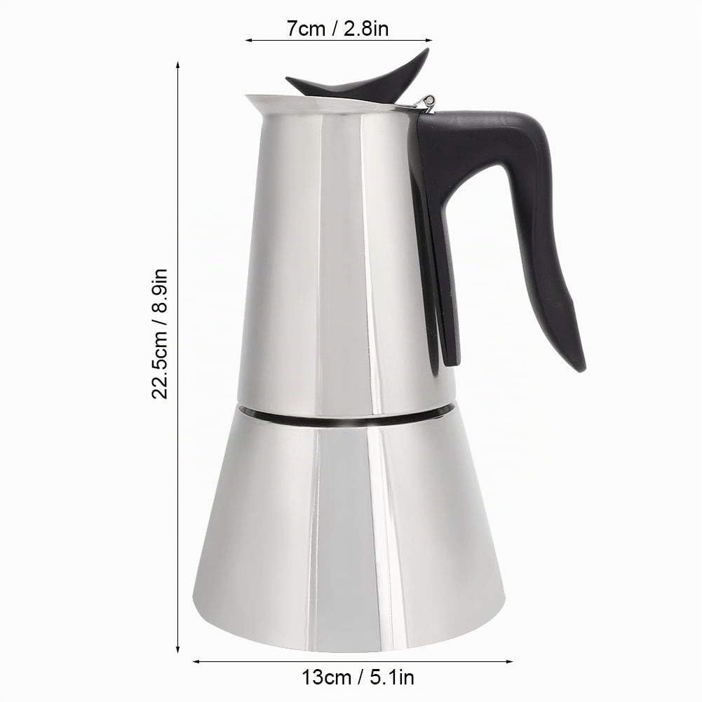ANTIOCH Cafetera de Espresso Estufa EléCtrica Olla Moka Percolador de 6 Tazas Cafetera Cafetera EléCtrica CláSica de Acero Inoxidable Enchufe de la UE