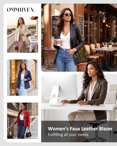 Women's Faux Leather Blazer Jacket