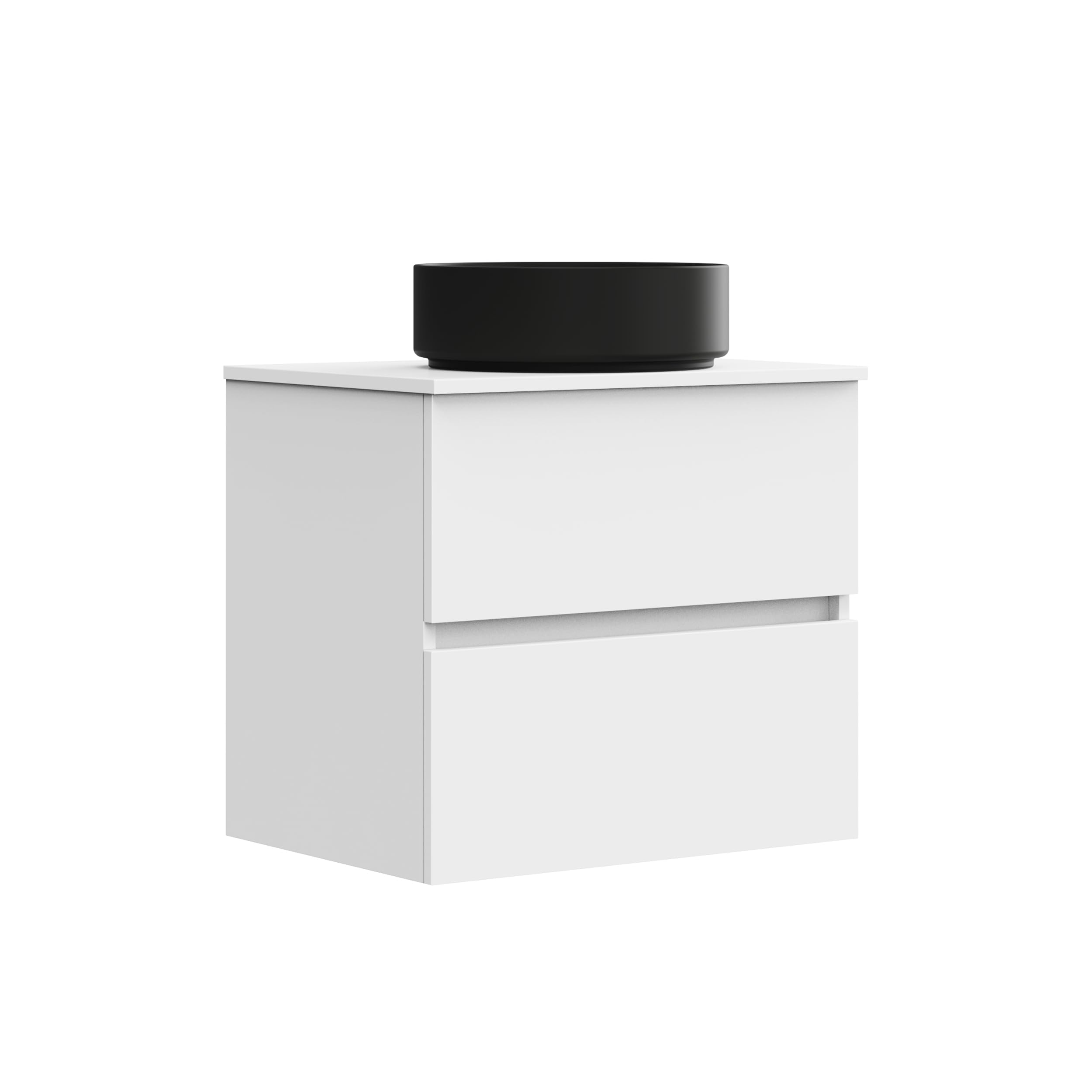 Mueble de baño Onyx Black de 60 cm suspendido con 2 cajones y lavabo cerámico blanco ya montado
