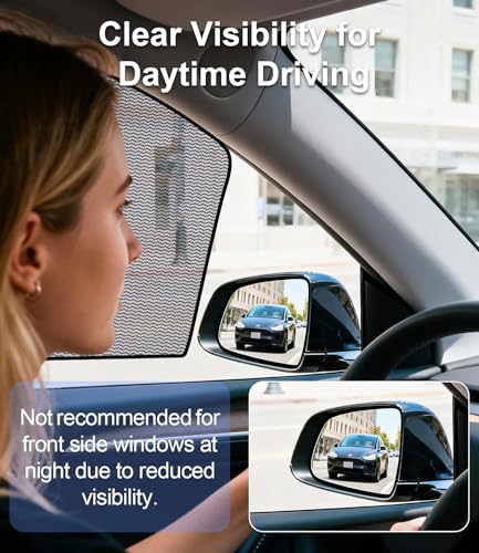 Image of Window Shades for Tesla Model 3 Highland 2024-2026, 4PCS Static Cling Car Window Shades, Clear Front Half Window & Semi-Transparent Rear Side Covers, Sunshade UV Protection Privacy Accessories