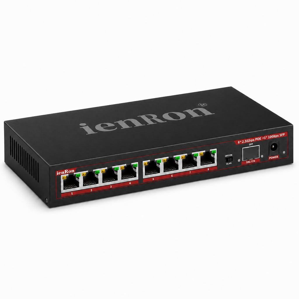 8 Port 2.5Gb PoE+ Switch with 1*10Gb SFP+ Uplink | Upgrade 30W Per Port, Total120W Budget ,IEEE802.3af |AT, VLAN | Metal Housing Fanless| Plug &amp; Play | Wall Mountable | for AP &amp;IP, Home, Office