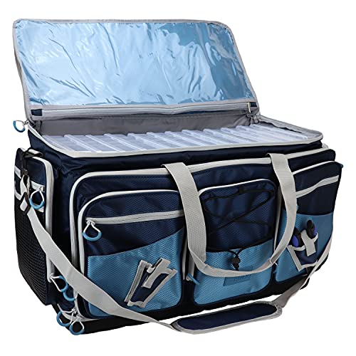 OSAGE RIVER X-Large Saltwater Resistant Fishing Tackle Bag, Heavy-Duty Organizer, Waterproof Bottom, Tackle Boxes Included, Navy