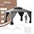RTDTD 12’x14’ Hardtop Gazebo Outdoor Aluminum Frame Permanent Gazebo Galvanized Steel Double Roof Pergola with Nettings and Curtains for Patio, Lawns,Backyard, Deck(Grey)