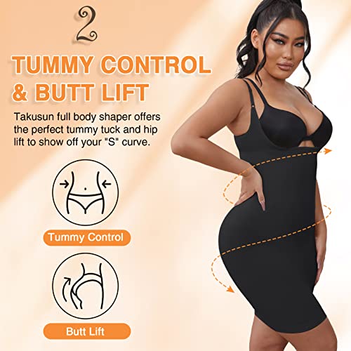 Takusun Women's Shapewear Full Slips Open Bust Tummy Control Seamless Hourglass Body Shaper Slimmer Sexy For Under Dresses #TOP2