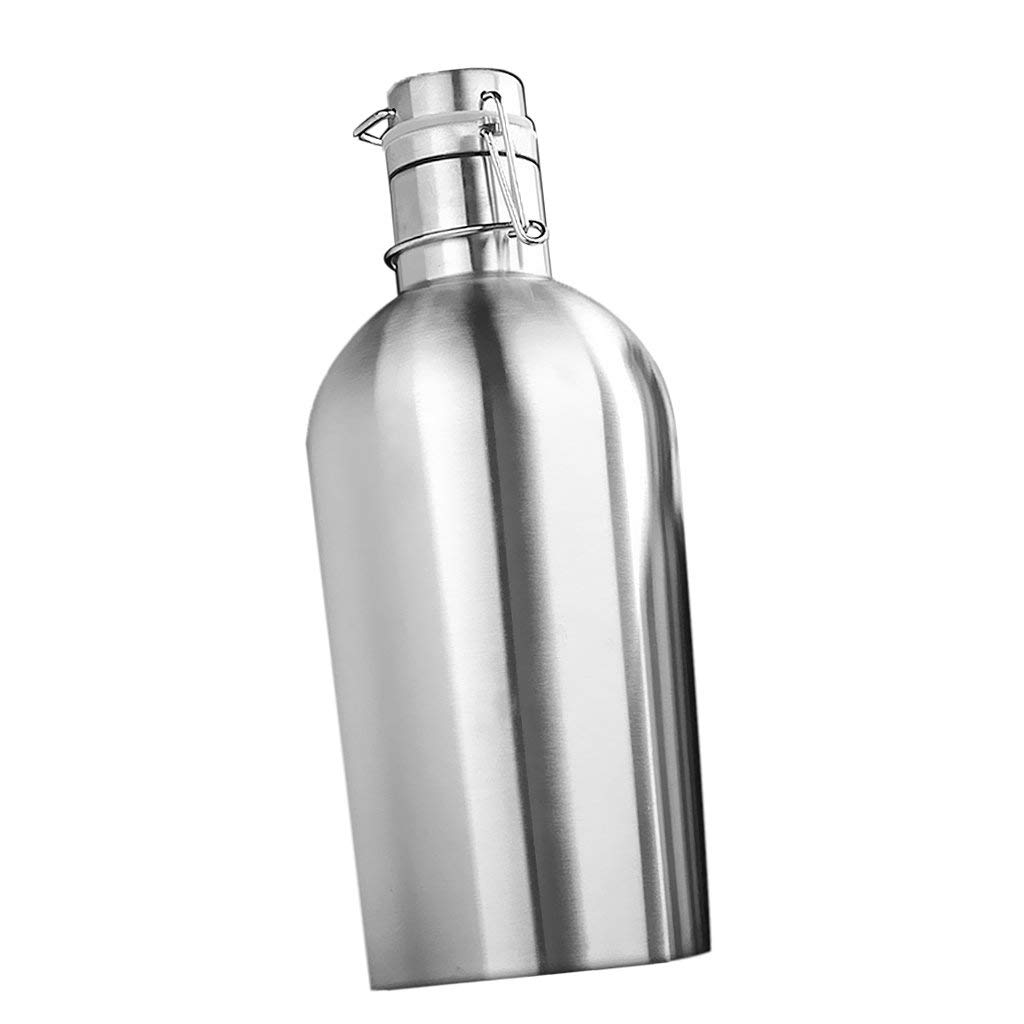 Stainless Steel Beer Growler 1L/ 32oz, Swing Top Hip Flask (2L)