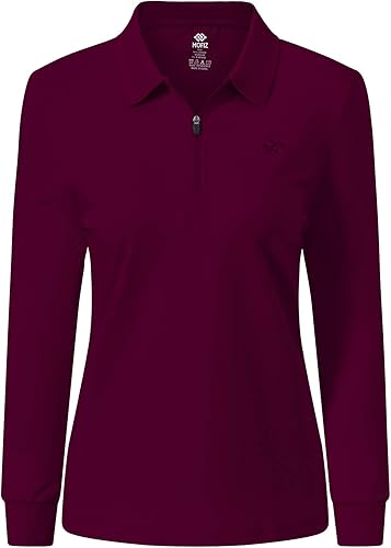 JINSHI Camisa polo de golf para mujer manga larga con cremallera deportiva de secado rápido atlética casual para tenis ajuste ajustado