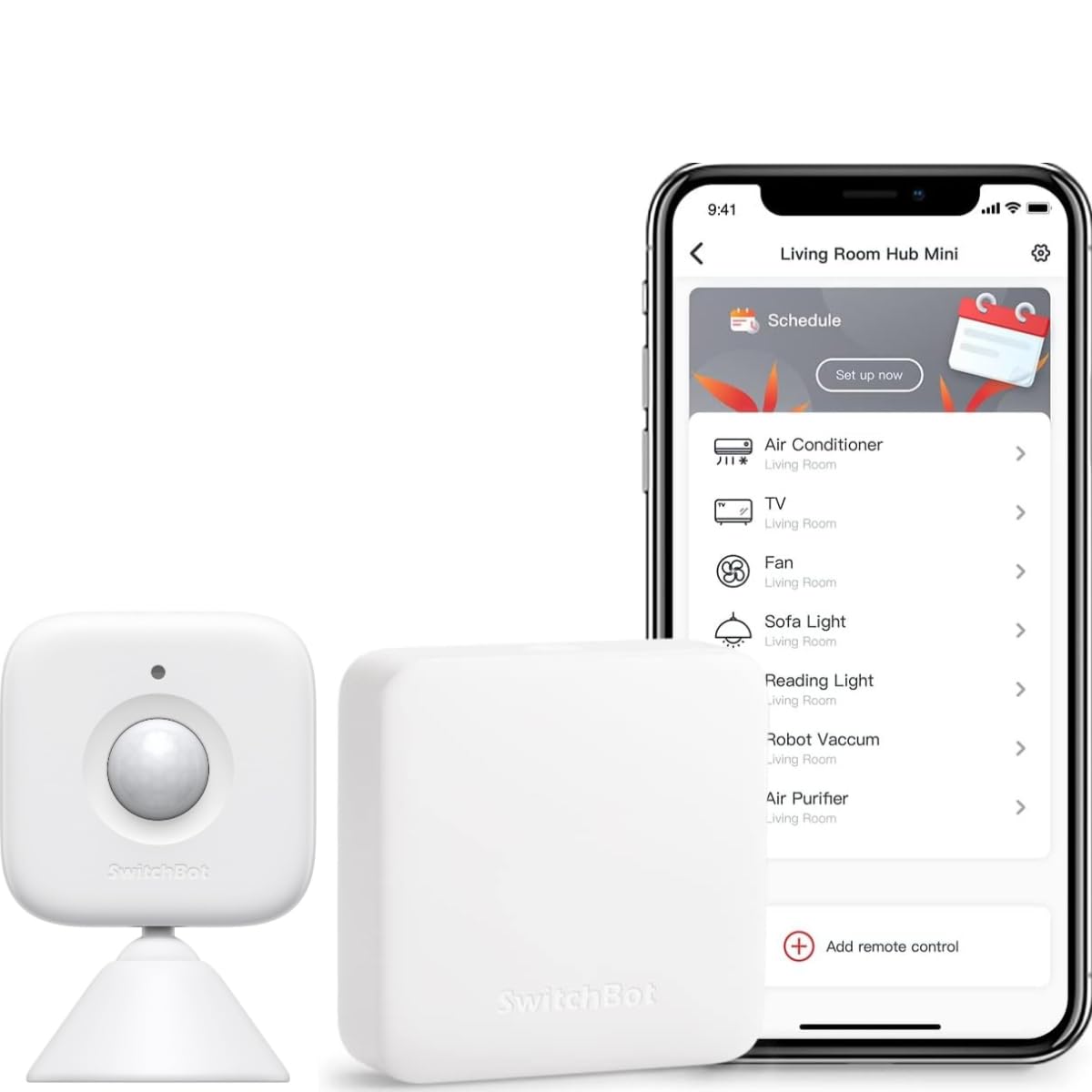 SwitchBot Smart Motion Sensor mit Hub Mini Smart Fernbedienung, Bewegungsmelder mit Alarm, Verbindung zu WLAN, Klimaanlagensteuerung, kompatibel mit Alexa, Google Home, Siri, IFTTT