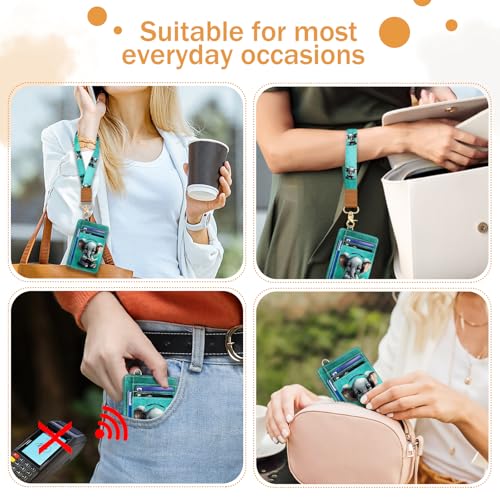 Image of Yonlevres Elephant Credit Card Holder Slim RFID Wallet Women Wristlet Cute | Front Pocket, Handy, RFID Blocking, Woman Girls Ladies Gifts, D-ring for Keychain,Thin Mini Card Case, ID Window, PU Leather