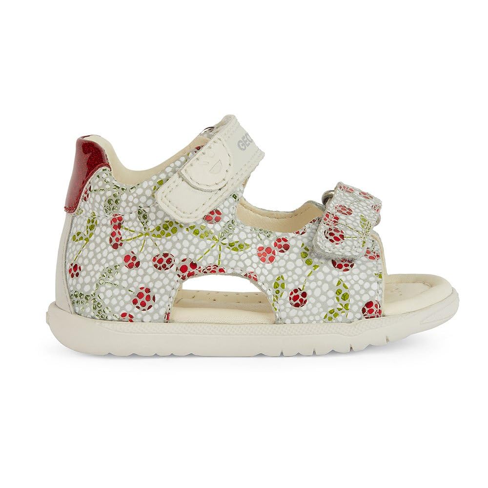 Geox Girls' B Sandal Macchia Gir Sandal, Off white red, 7.5 UK