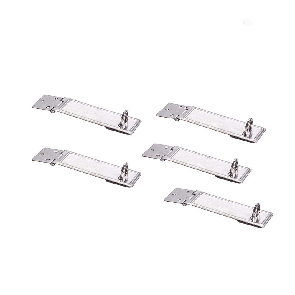 MroMax 95 x 30mm Padlock Locking Hasp Staple Safety Door Clasp Gate Lock Latch 201 Stainless Steel Door Cabinet Swivel Clasp Latch Silver Tone 5Pcs