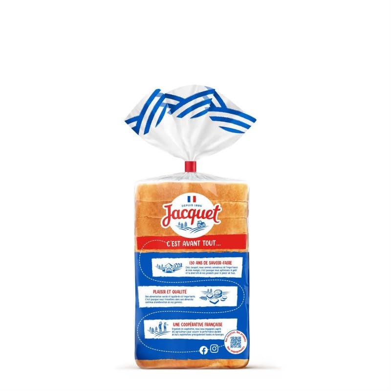 Délicieusement Doré et Moelleux : Pain de Mie Nature Jacquet Crousti Moelleux 730g Un Régal pour le Petit Déjeuner! Secret de Dorure Exquise et Texture Fondante - Le Lot De 4