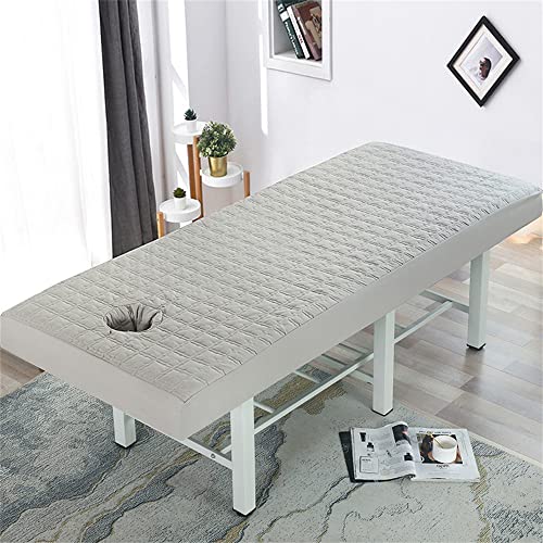 Highdi Sábana de Belleza, Algodón Acolchado Sábana de Masaje Suave, Reutilizable, Ropa de SPA, Ropa de Cama de Masaje, Sábanas de Mesa para Sofás, Sábanas con Agujero (60x185cm,Gris)