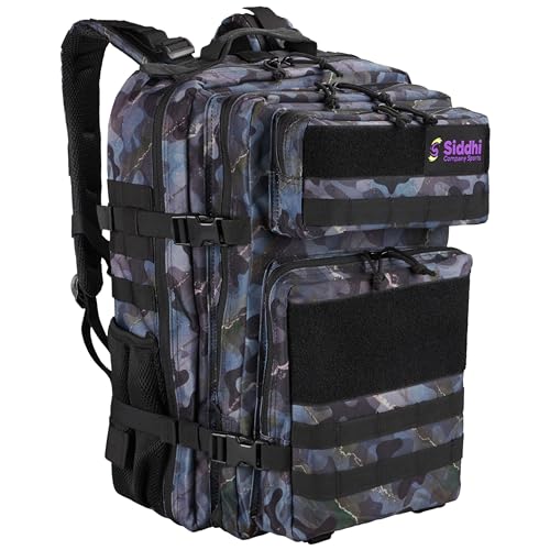 Siddhi Mochila Militar 50L Impermeable cremallera reforzada, mochila de asalto MOLLE resistente Mochila Táctica Mochila de Crossfit Macuto de senderismo con portabotellas