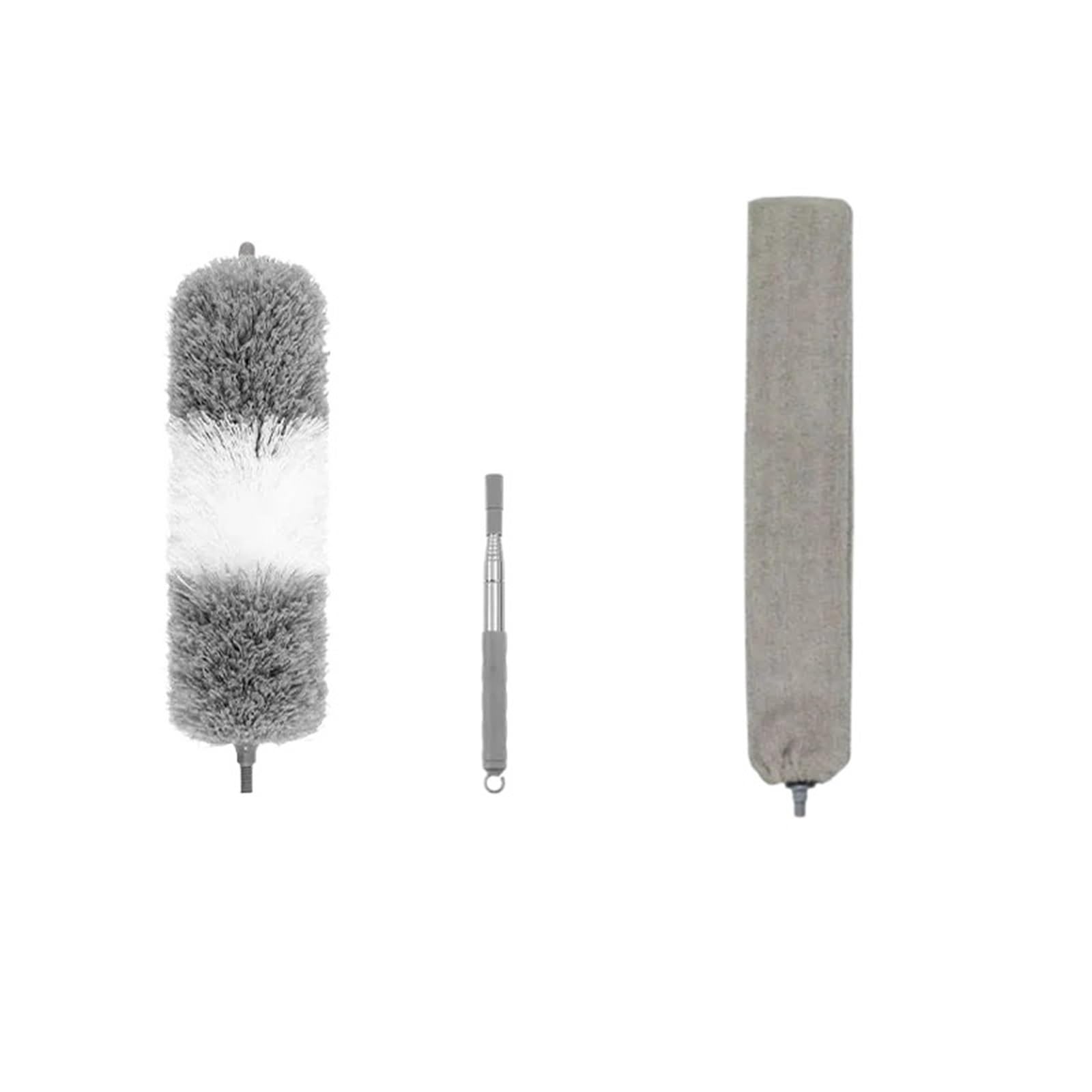 Staubwedel Haushalts-Teleskop-Mikrofaser-Gap-Duster mit langem Griff, Mopp, Auto-Möbel-Reinigungswerkzeug(Gray-White-140-Set1)